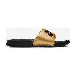 Nike Benassi JDI Kapcie Czarny Złoty. Żółte kapcie damskie Nike, z materiału. Za 119,95 zł.
