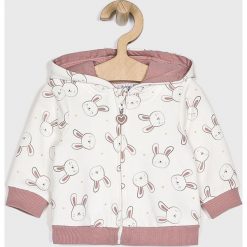 Blukids - Bluza dziecięca 62-74 cm. Białe bluzy dziewczęce Blukids, bez wzorów, z elastanu, bez rękawów, z kapturem. W wyprzedaży za 49,90 zł.