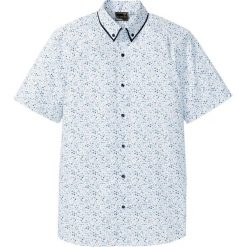 Koszula z krótkim rękawem w kwiaty bonprix biało-ciemnoniebieski w kwiaty. Białe koszule męskie bonprix, xl, w kwiaty, z podwójnym kołnierzykiem, z krótkim rękawem. Za 74,99 zł.