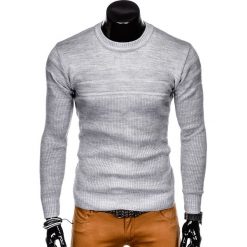 SWETER MĘSKI E130 - SZARY. Czarne swetry klasyczne męskie marki Inny, m, z bawełny. Za 49,00 zł.