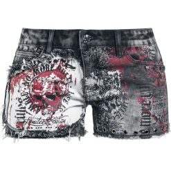 Rock Rebel by EMP Feel Good Hit Of The Summer Krótkie spodenki damskie czarny. Czarne bermudy damskie Rock Rebel by EMP, z nadrukiem, rockowe. Za 121,90 zł.