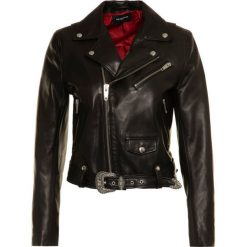 Kurtka skórzana The Kooples Belt FCUI20009K. Czarne kurtki damskie The Kooples, bez wzorów, ze skóry, bez kaptura. Za 3329,00 zł.