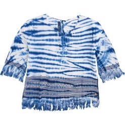 Bluzka "Yari" w kolorze niebiesko-białym. Niebieskie bluzki damskie Denim Special, s, bez wzorów, z bawełny, z okrągłym kołnierzem, bez rękawów. W wyprzedaży za 128,95 zł.