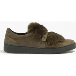 Półbuty khaki Sofia. Brązowe półbuty damskie Badura, bez wzorów, bez obcasa, bez zapięcia. Za 319,99 zł.