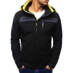 Kurtka męska softshell z kapturem czarna (tx1881). Czarne kurtki sportowe męskie marki Dstreet, m, z poliesteru, z kapturem. Za 149,99 zł.