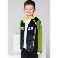 Bluzy chłopięce: BLUZA DZIECIĘCA ROZPINANA Z KAPTUREM KB020 – CZARNA/SELEDYNOWA