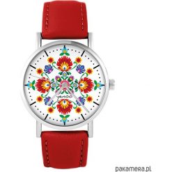 Zegarek - Folkowa mandala - skóra, czerwony. Czerwone zegarki damskie Pakamera. Za 139,00 zł.