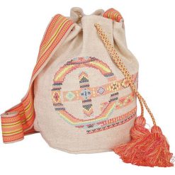 Torebki i plecaki damskie: Torba plażowa „Ocean” w kolorze beżowym ze wzorem – 20 x 28 x 15 cm