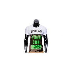 T-SHIRT MĘSKI Z NADRUKIEM S835 - BIAŁY. Białe t-shirty męskie z nadrukiem marki Inny, m. Za 39,00 zł.