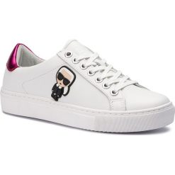 Sneakersy KARL LAGERFELD - KL61030 White Lthr W/Pink. Białe półbuty damskie marki KARL LAGERFELD, na co dzień, bez wzorów, ze skóry, bez obcasa, na płaskiej podeszwie, bez zapięcia. Za 669,00 zł.
