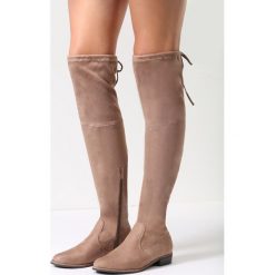 Khaki Kozaki Espresso. Brązowe kowbojki damskie vices, z materiału, z okrągłym noskiem, na obcasie. Za 119,99 zł.