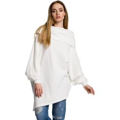 ZARA Asymetryczna bluza z szerokim kołnierzem - ecru. Szare bluzy damskie marki Moe, s, bez wzorów, z dzianiny, z krótkim rękawem, krótkie, bez kaptura. Za 169,00 zł.
