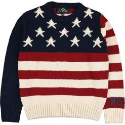Sweter w kolorze granatowo-czerwono-beżowym. Czerwone swetry niemowlęce Polo Club St. Martin, bez wzorów, z bawełny. W wyprzedaży za 112,95 zł.