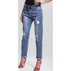 Niebieskie Jeansy Gamble. Niebieskie jeansy damskie other, s, z aplikacjami, z jeansu, z podwyższonym stanem. Za 89,99 zł.