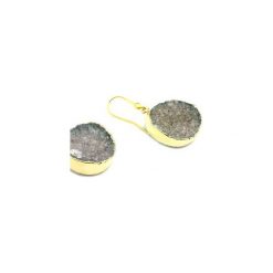 Earrings Okrągłe Agat Szary złoto. Szare kolczyki damskie Brazi druse jewelry, z agatem, złote. Za 220,00 zł.