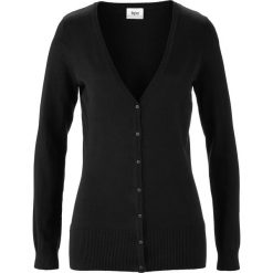 Sweter rozpinany bonprix czarny. Czarne kardigany damskie bonprix, z dzianiny. Za 59,99 zł.