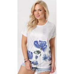 Biała Bluzka Sabridone. Białe bluzki damskie Born2be, xl, bez wzorów, bez kołnierzyka, bez rękawów. W wyprzedaży za 29,99 zł.