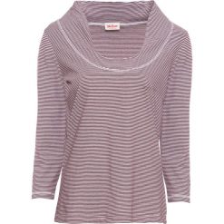T-shirt bawełniany, rękawy 3/4 bonprix ciemnoczerwony w paski. Czerwone t-shirty damskie bonprix, w paski, z bawełny. Za 34,99 zł.