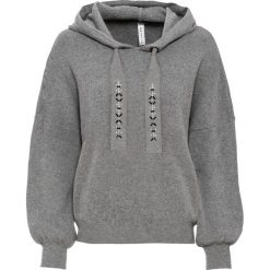 Sweter z kapturem bonprix szary melanż. Szare swetry damskie bonprix, w paski, bez rękawów, z kapturem. Za 99,99 zł.