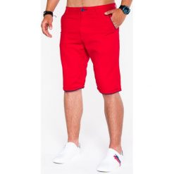 Bermudy męskie: KRÓTKIE SPODENKI MĘSKIE CHINO P520 – CZERWONE