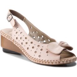 Sandały RIEKER - 66175-31 Rosa. Różowe klapki damskie marki Rieker, bez wzorów, ze skóry ekologicznej, bez obcasa, na obcasie. Za 239,00 zł.