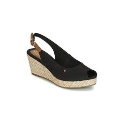 Sandały Tommy Hilfiger ICONIC ELBA BASIC SLING BACK. Czarne sandały damskie TOMMY HILFIGER, bez wzorów, bez obcasa, bez zapięcia. Za 282,67 zł.