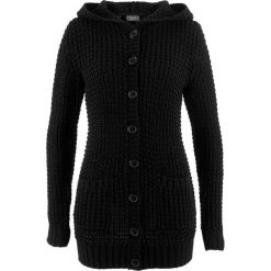 Kardigany damskie: Sweter rozpinany z kapturem bonprix czarny