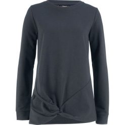 Bluza z przewiązaniem bonprix czarny. Czarne bluzy damskie bonprix. Za 49,99 zł.