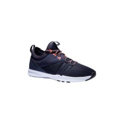 Buty fitness kardio 120 mid damskie. Różowe buty sportowe damskie DOMYOS, bez wzorów, z poliesteru, na fitness i siłownię. Za 99,99 zł.
