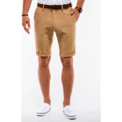 Krótkie spodenki męskie chino W230 - rude. Czerwone spodenki i szorty męskie Ombre Clothing, s, bez wzorów, z poliesteru, eleganckie, krótkie. Za 39,00 zł.
