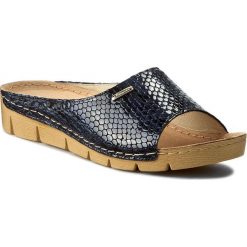 Klapki BALDACCINI - 703000-3 Aligator Granat. Niebieskie klapki damskie Baldaccini, bez wzorów, ze skóry, bez obcasa, na obcasie. W wyprzedaży za 129,00 zł.