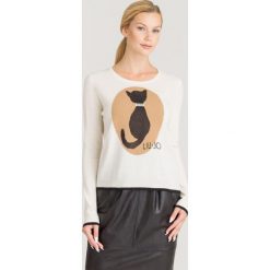 SWETER Liu Jo. Białe swetry damskie Liu Jo, s, z aplikacjami, z wiskozy, bez rękawów, bez kaptura. Za 539,40 zł.