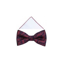 Granatowa mucha w czerwony paisley A312. Czerwone muszki męskie Modini Moda Męska, na co dzień, bez wzorów, z bawełny, eleganckie. Za 49,50 zł.