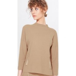 Bluza z ozdobnymi zamkami - Beżowy. Brązowe bluzy damskie Mohito, s, bez wzorów, bez rękawów, bez kaptura. Za 89,99 zł.