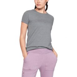Under Armour Koszulka Szary. Szare koszulki damskie Under Armour, xs, z nadrukiem, z bawełny, bez kołnierzyka, z krótkim rękawem. Za 119,95 zł.