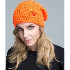 Czapka dziana KRAFF ORANGE handmade. Pomarańczowe czapki męskie Pakamera, z dzianiny. Za 109,00 zł.