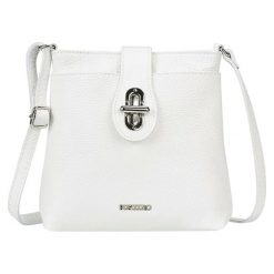 Skórzana torebka w kolorze białym - (S)22 x (W)22 x (G)1 cm. Białe torebki klasyczne damskie Bosccolo, w paski, ze skóry. W wyprzedaży za 169,95 zł.