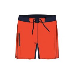 Spodenki surfing krótkie BS 500. Czerwone koszulki męskie OLAIAN, bez wzorów, z poliesteru, sportowe, bez kołnierzyka, z krótkim rękawem, krótkie. Za 59,99 zł.