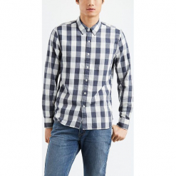 Koszula "Pacific" w kolorze granatowo-białym. Białe koszule męskie na spinki Levi's®, m, w kratkę, z bawełny, z klasycznym kołnierzykiem. W wyprzedaży za 130,95 zł.