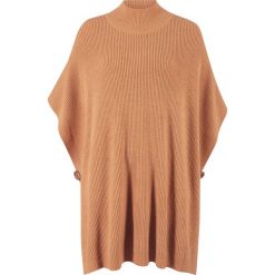 Poncho ze stójką bonprix kremowy beżowy. Pomarańczowe żakiety damskie bonprix, bez wzorów. Za 99,99 zł.
