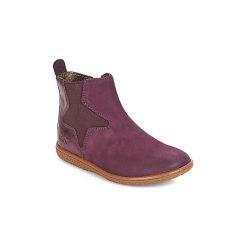 Kozaki Dziecko Kickers VERMILLON. Fioletowe kozaki dziewczęce marki Kickers, bez wzorów, bez obcasa. Za 311,20 zł.