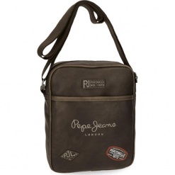Torba w kolorze ciemnobrązowym - (S)20 x (W)25 x (G)6,5 cm. Brązowe torby na ramię męskie Pepe Jeans, w paski, z materiału, na ramię. W wyprzedaży za 97,95 zł.