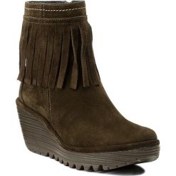 Botki FLY LONDON - Yagifly P500766003 Sludge. Zielone buty zimowe damskie Fly London, z materiału, na obcasie. W wyprzedaży za 329,00 zł.