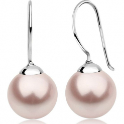 Srebrne kolczyki z perłami Swarovski. Czerwone kolczyki damskie Julie & Grace, z perłą, srebrne, z zapięciem typu bigiel. W wyprzedaży za 68,95 zł.