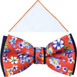Pomarańczowa mucha w kwiaty A326. Pomarańczowe muszki męskie Adam Collection - Krawaty i dodatki, na co dzień, w kwiaty, z bawełny, eleganckie. W wyprzedaży za 49,50 zł.