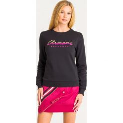 BLUZA Armani Exchange. Czarne bluzy damskie Armani Exchange, s, z aplikacjami, z materiału, bez rękawów, bez kaptura. Za 419,00 zł.