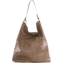 Shopper bag damskie: Skórzana torebka w kolorze szarobrązowym – 30 x 55 x 15 cm