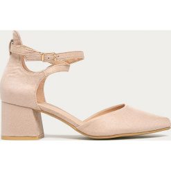 Answear - Czółenka Answear Lab. Brązowe czółenka damskie ANSWEAR, bez wzorów, z materiału, bez obcasa, na obcasie. Za 129,90 zł.