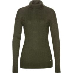 Sweter z golfem z kaszmirem bonprix nocny oliwkowy. Zielone swetry damskie bonprix, bez wzorów, z kaszmiru, bez rękawów. Za 129,99 zł.