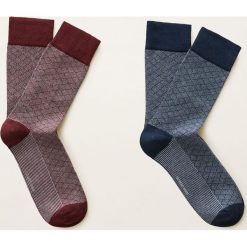 Mango Man - Skarpety Rombo (2-pack). Niebieskie skarpetki męskie Mango Man, bez wzorów, z elastanu. Za 49,90 zł.